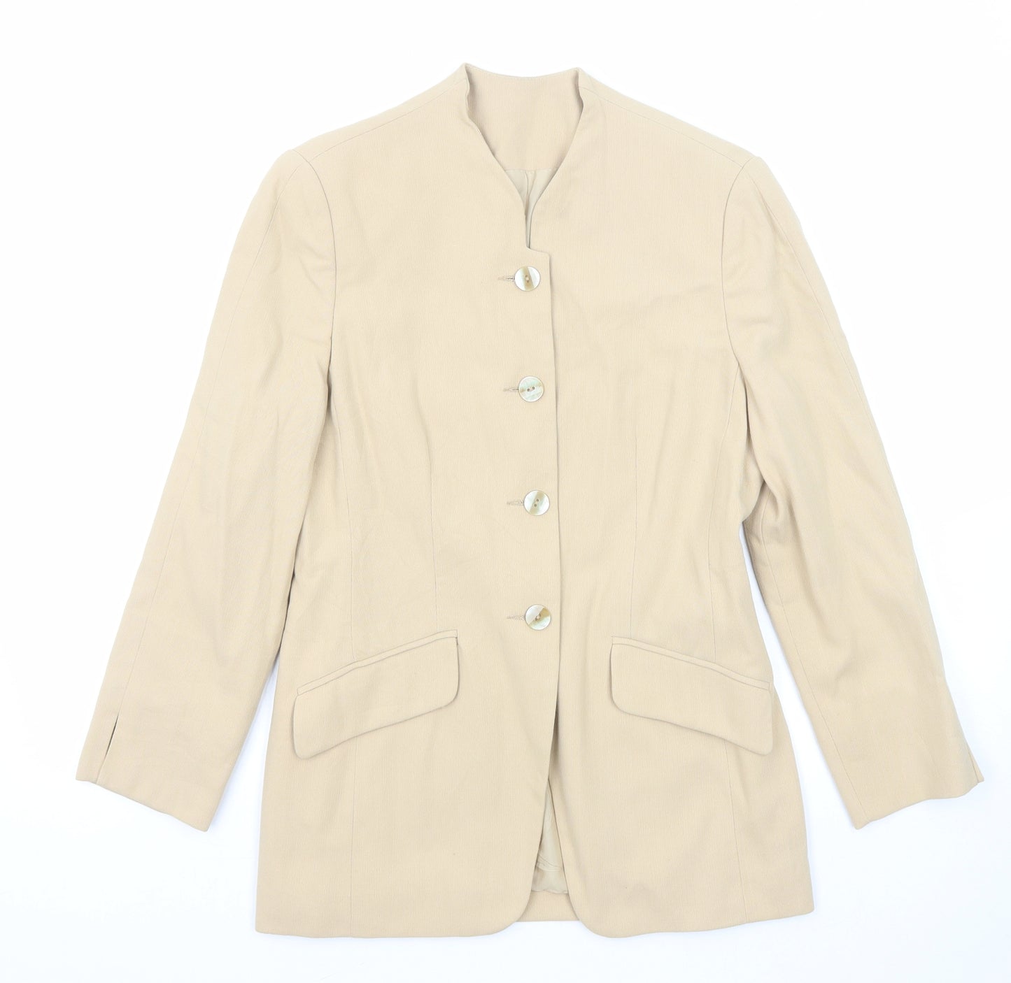 Richards Womens Beige Jacket Blazer Size 10 Button
