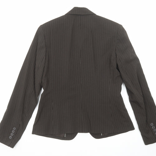Mexx Womens Brown Striped Polyester Jacket Suit Jacket Size 16