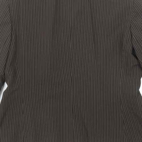 Mexx Womens Brown Striped Polyester Jacket Suit Jacket Size 16