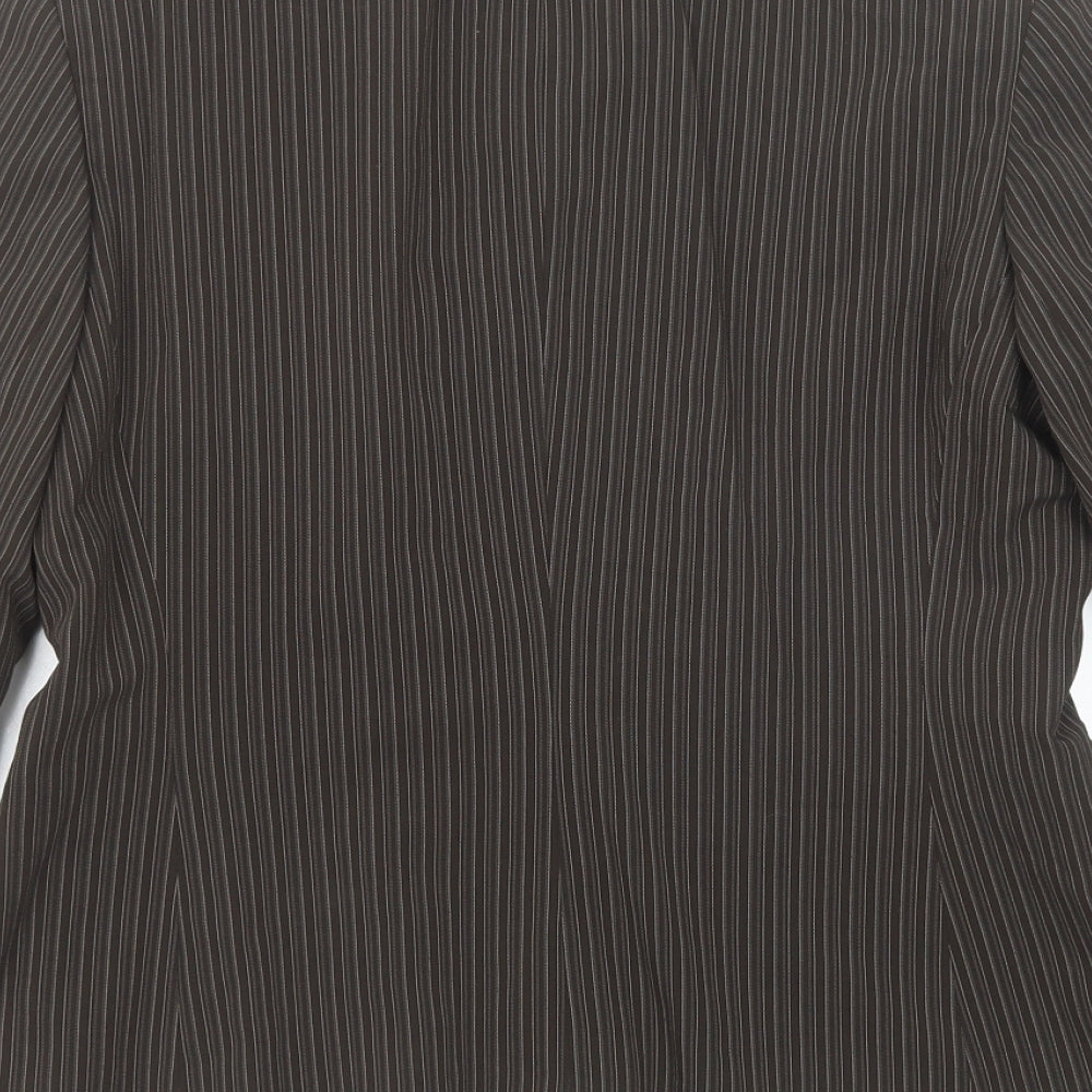 Mexx Womens Brown Striped Polyester Jacket Suit Jacket Size 16