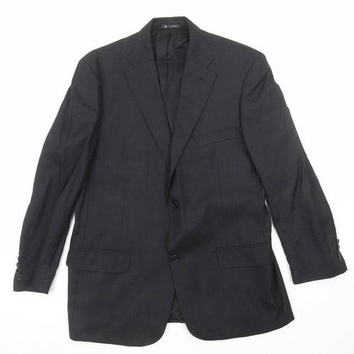 Cadini Mens Black Striped Wool Jacket Suit Jacket Size 40 Regular