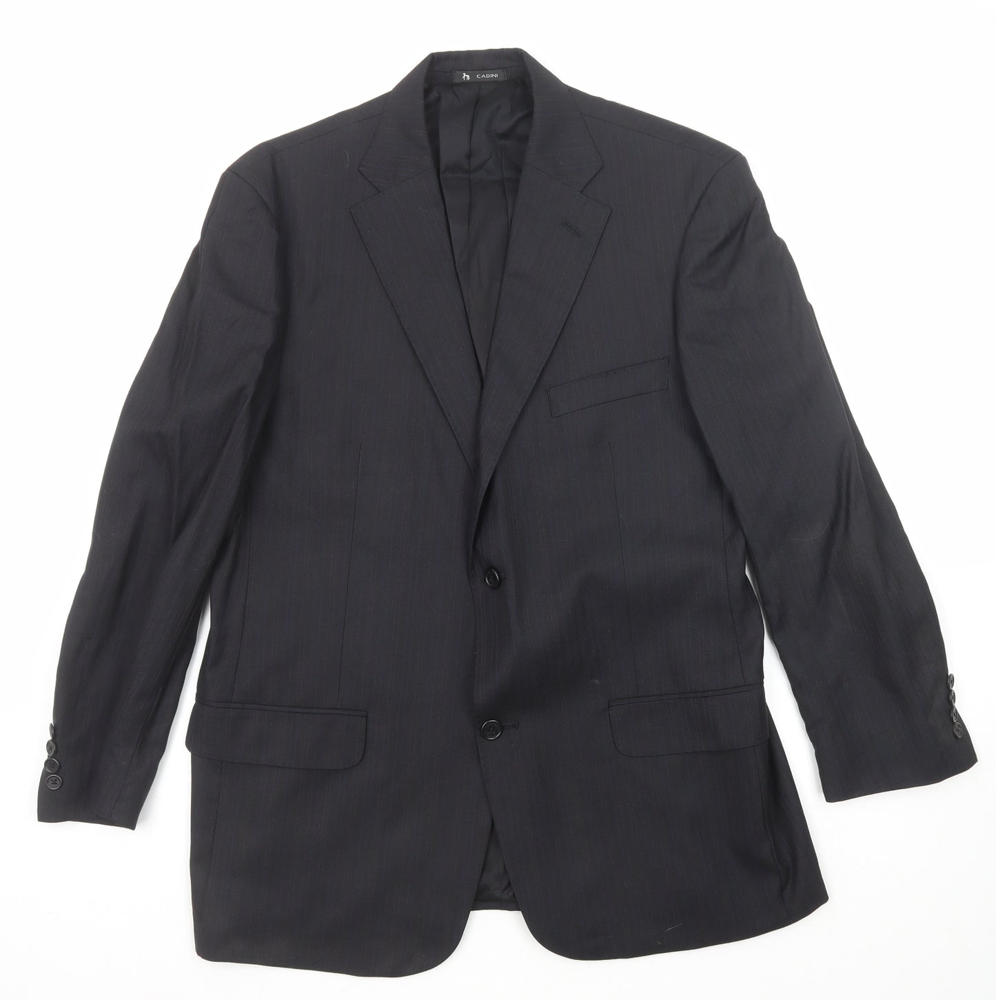 Cadini Mens Black Striped Wool Jacket Suit Jacket Size 40 Regular