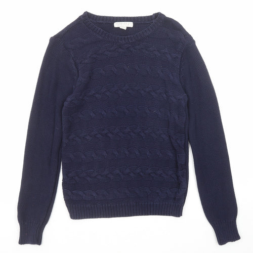 FOREVER 21 Womens Blue Round Neck Cotton Pullover Jumper Size M