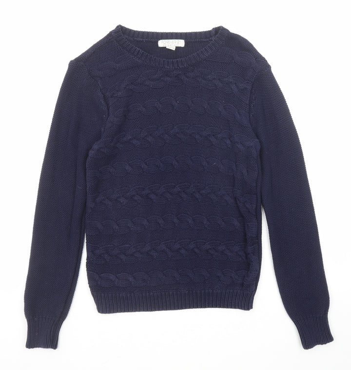 FOREVER 21 Womens Blue Round Neck Cotton Pullover Jumper Size M