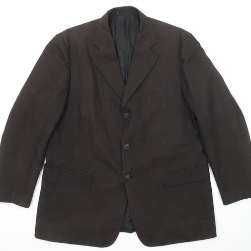 Sequel Mens Brown Striped Polyester Jacket Suit Jacket Size 46 Regular