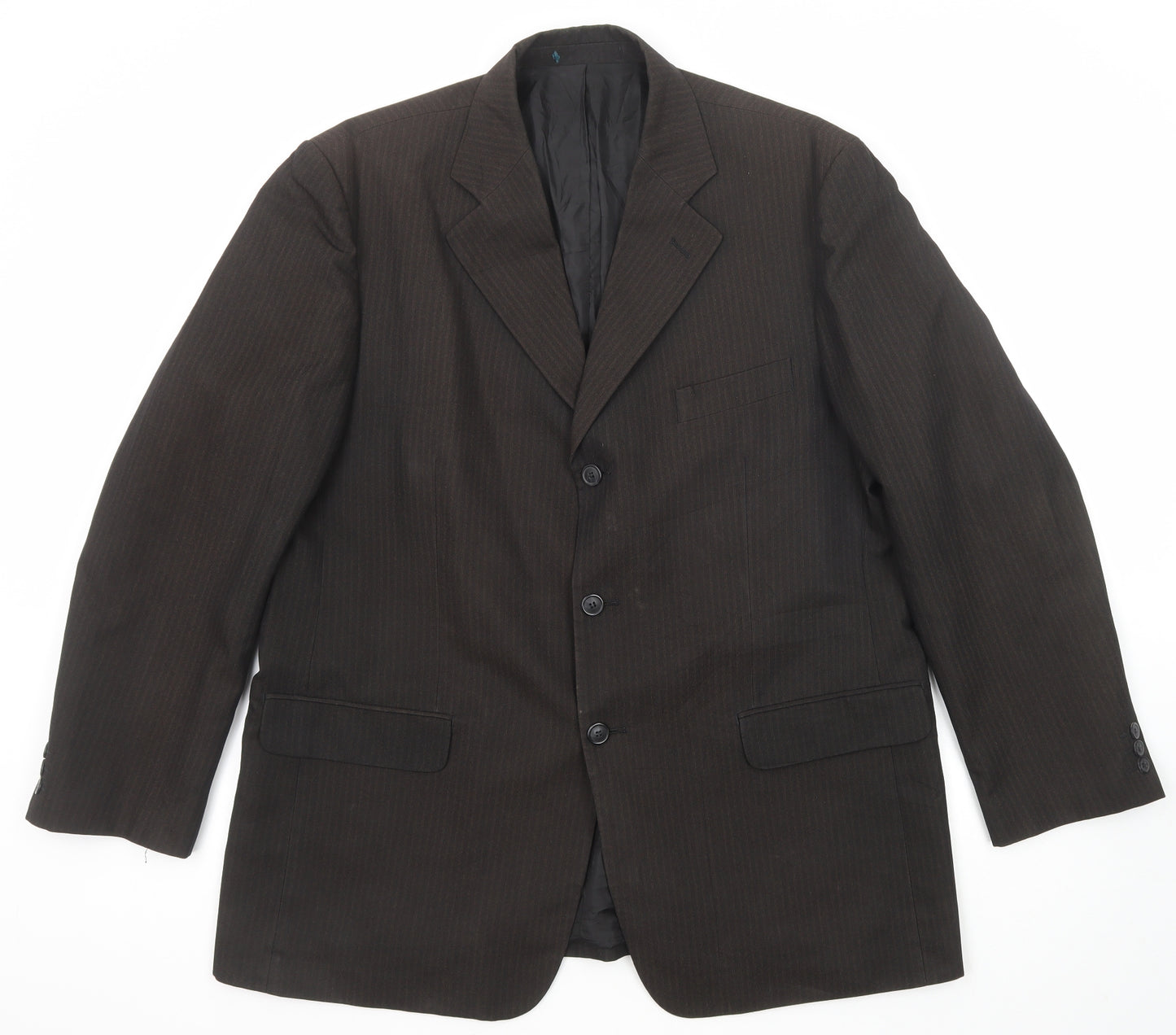 Sequel Mens Brown Striped Polyester Jacket Suit Jacket Size 46 Regular