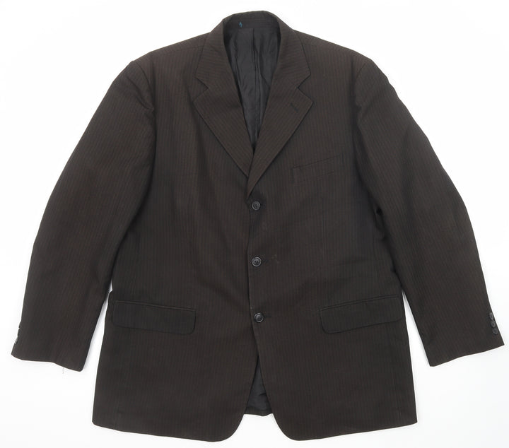Sequel Mens Brown Striped Polyester Jacket Suit Jacket Size 46 Regular
