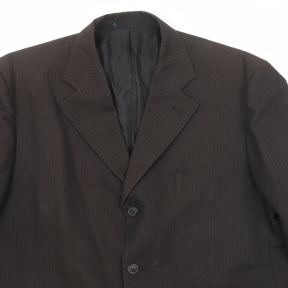 Sequel Mens Brown Striped Polyester Jacket Suit Jacket Size 46 Regular