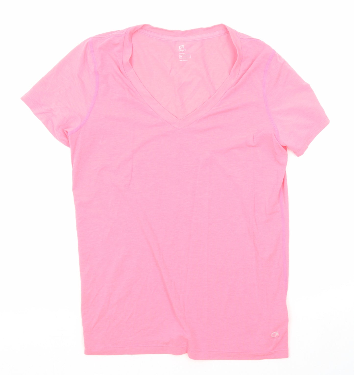 Gap Womens Pink Polyester Basic T-Shirt Size M V-Neck Pullover
