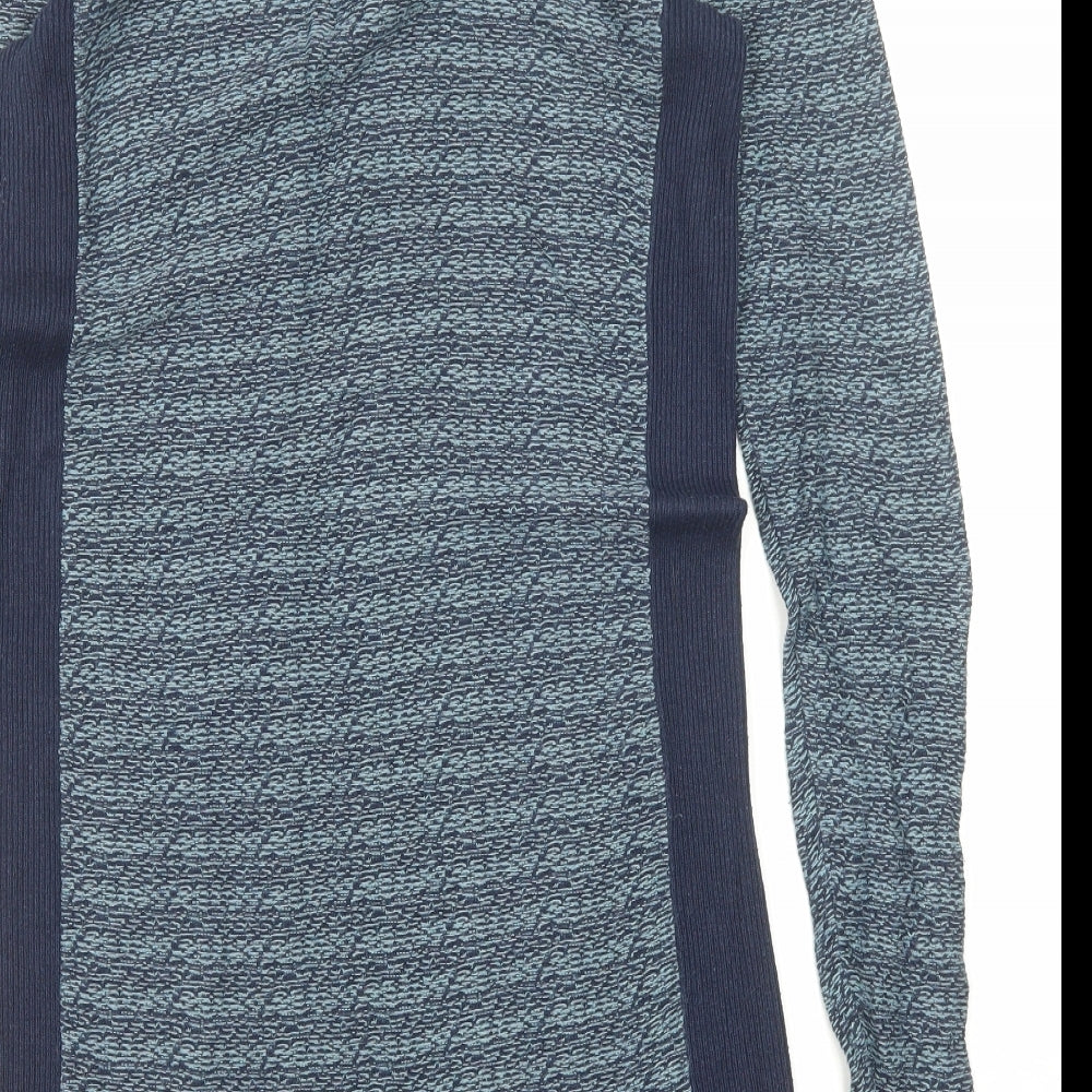 Calvin Klein Womens Blue Geometric Acrylic Kaftan Size S Round Neck Pullover