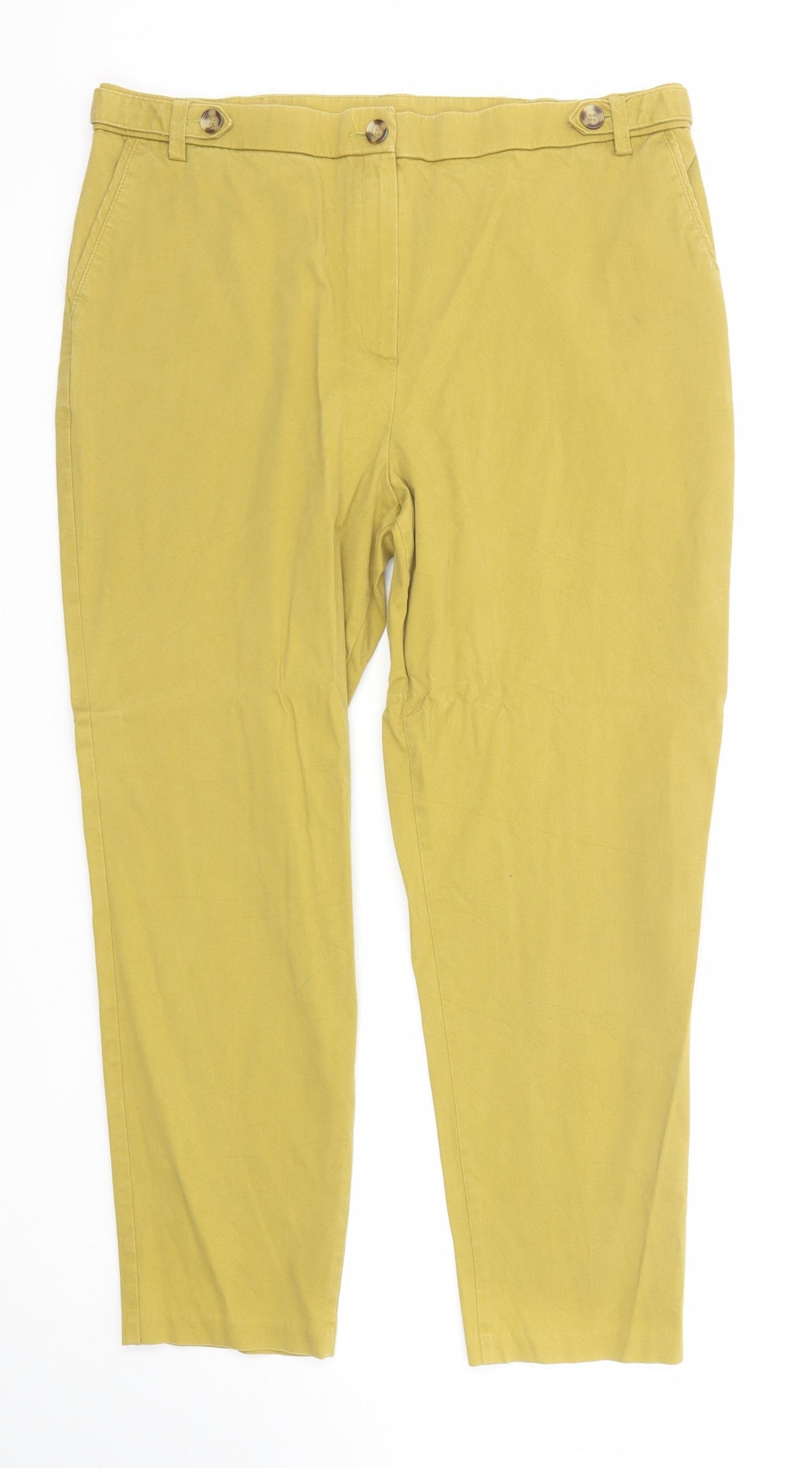 Marks and Spencer Womens Green Viscose Trousers Size 16 Regular Zip
