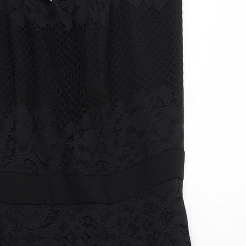 Very Womens Black Polyamide Slip Dress Size 10 V-Neck Zip