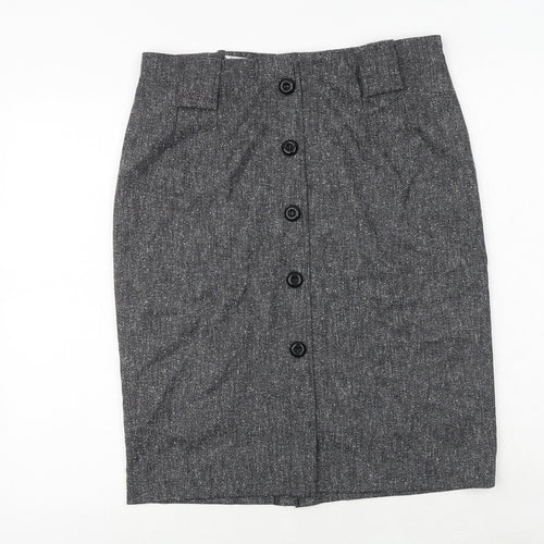 Bohemios Womens Grey Polyester A-Line Skirt Size 14 Zip
