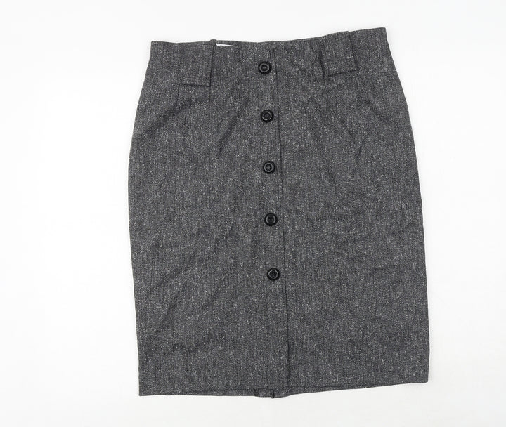 Bohemios Womens Grey Polyester A-Line Skirt Size 14 Zip