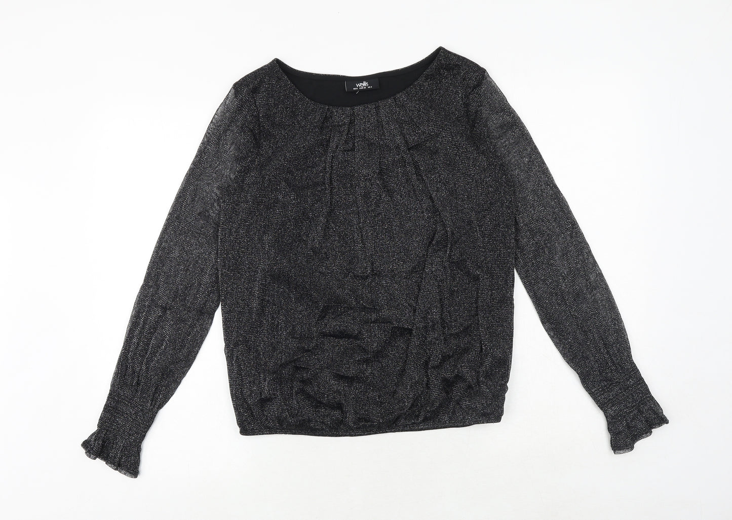 Wallis Womens Grey Polyester Basic Blouse Size 8 Round Neck