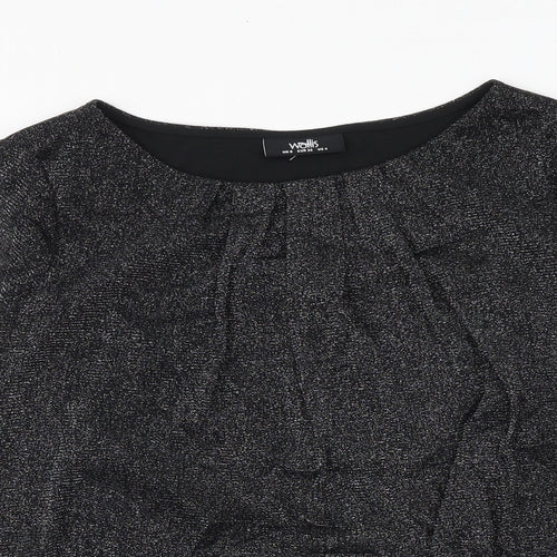 Wallis Womens Grey Polyester Basic Blouse Size 8 Round Neck