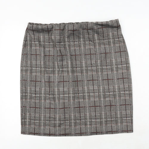 Dorothy Perkins Womens Brown Plaid Viscose A-Line Skirt Size 18