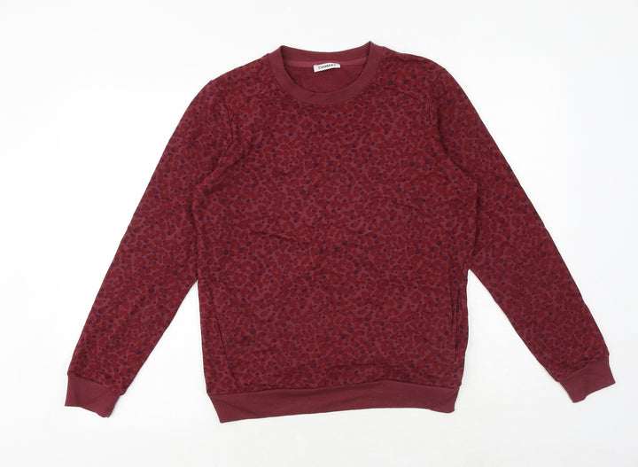 Damart Womens Red Geometric Cotton Pullover Sweatshirt Size 10 Pullover - Size 10-12