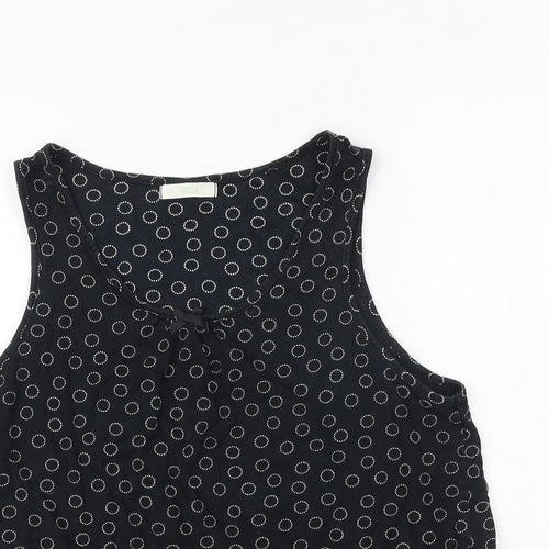 Marks and Spencer Womens Black Geometric 100% Cotton Basic Tank Size 16 Round Neck