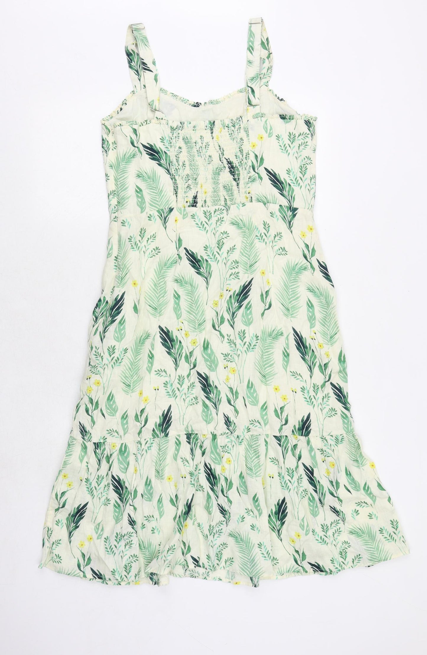 CC Womens Gold Floral Linen Trapeze & Swing Size 8 V-Neck Zip