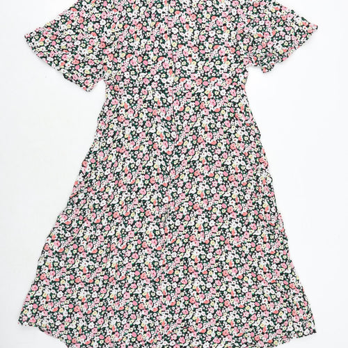 Marks and Spencer Womens Multicoloured Floral Viscose Trapeze & Swing Size 16 Round Neck Zip