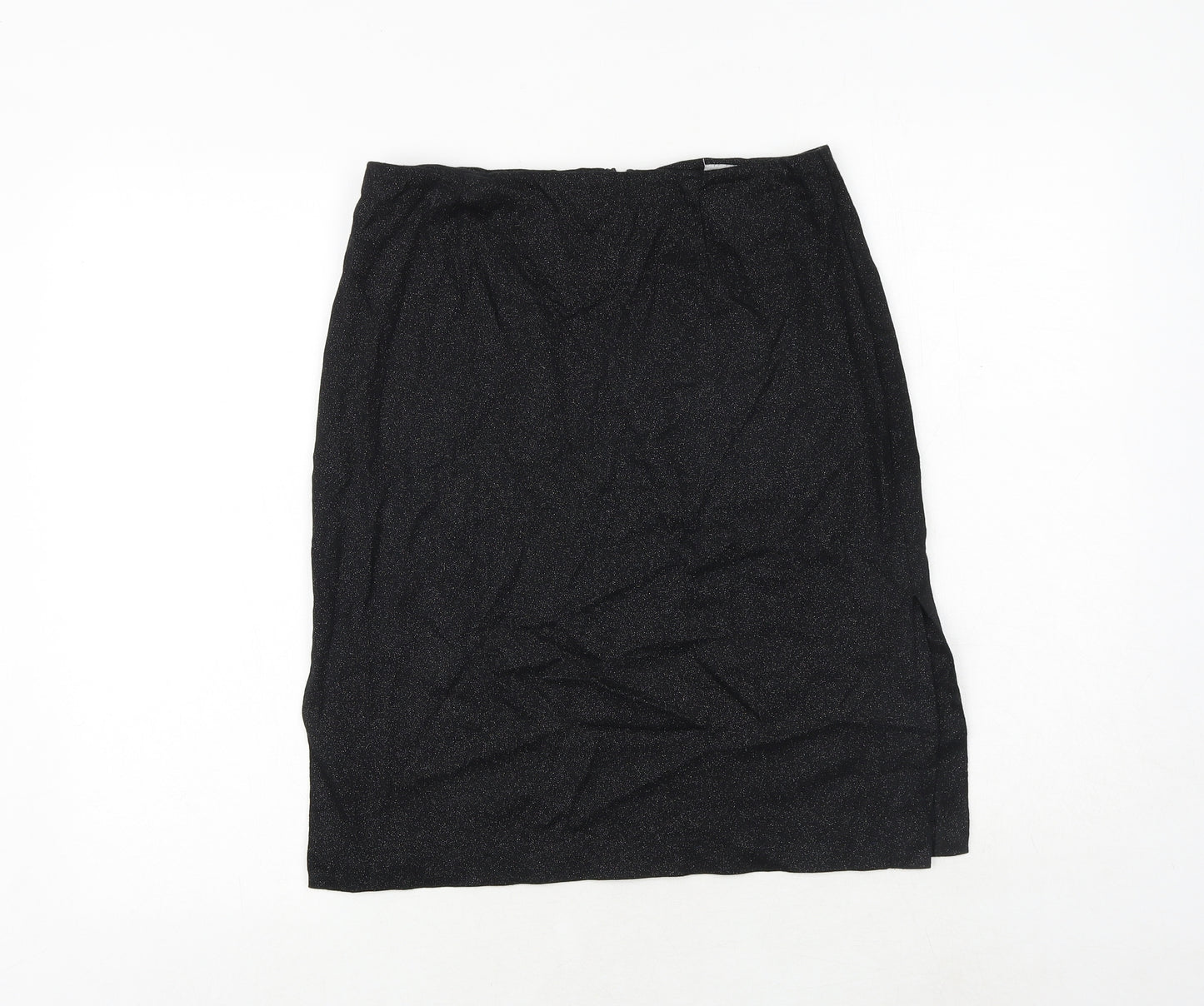 Warehouse Womens Black Cotton A-Line Skirt Size 12 Zip