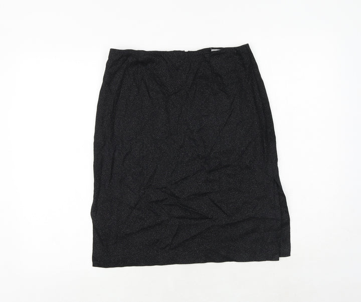 Warehouse Womens Black Cotton A-Line Skirt Size 12 Zip