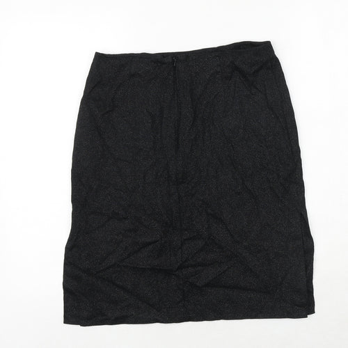 Warehouse Womens Black Cotton A-Line Skirt Size 12 Zip
