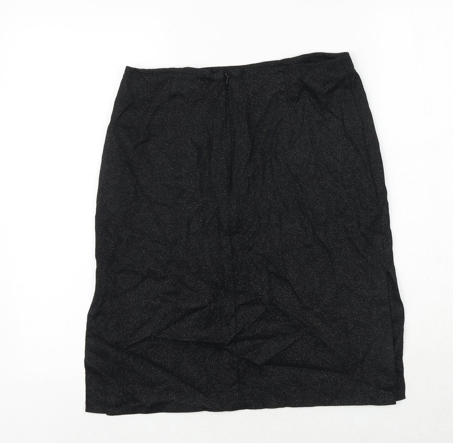 Warehouse Womens Black Cotton A-Line Skirt Size 12 Zip