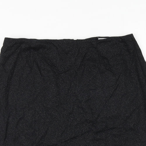 Warehouse Womens Black Cotton A-Line Skirt Size 12 Zip