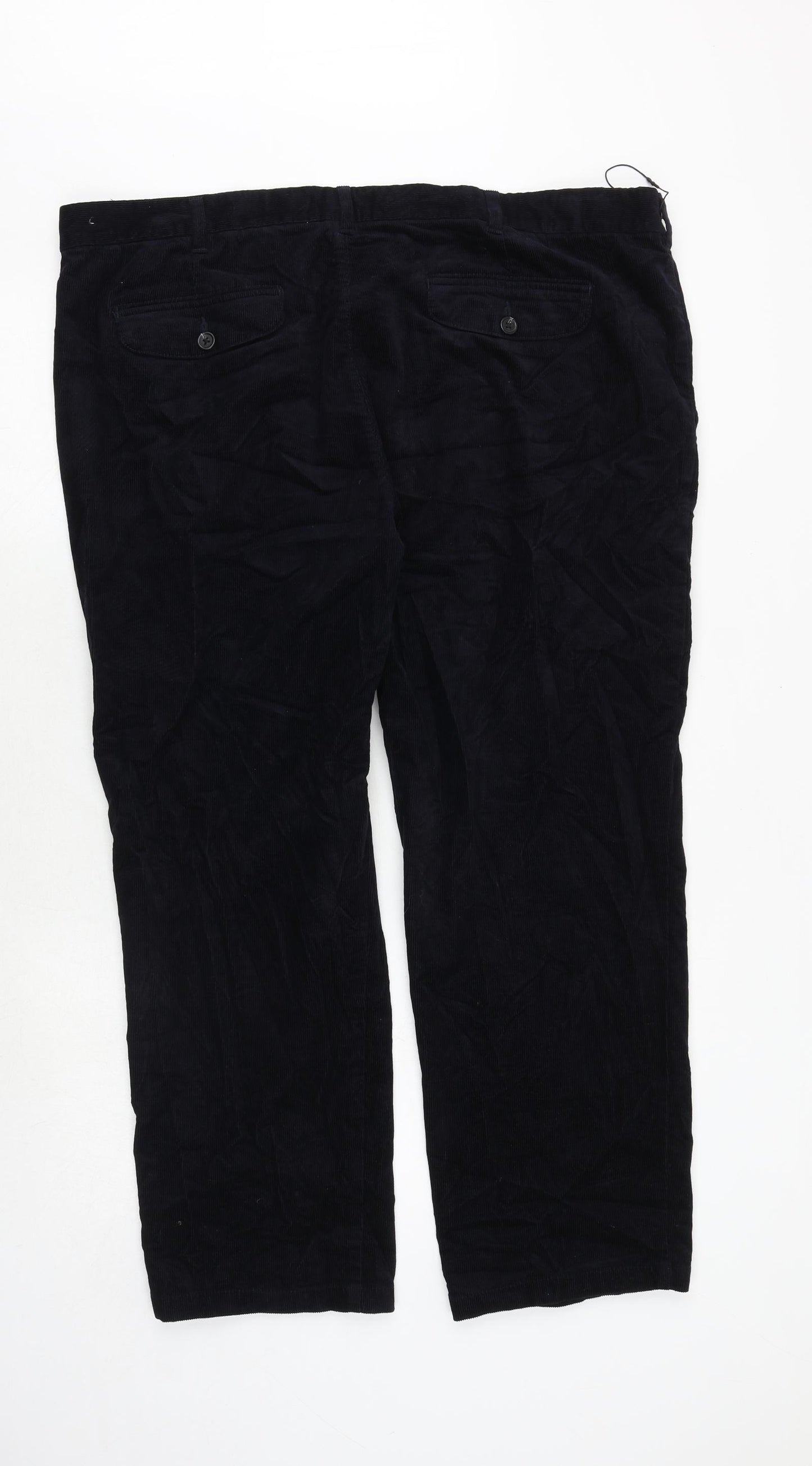 Marks and Spencer Mens Black Cotton Trousers Size 44 in L29 in Regular Zip