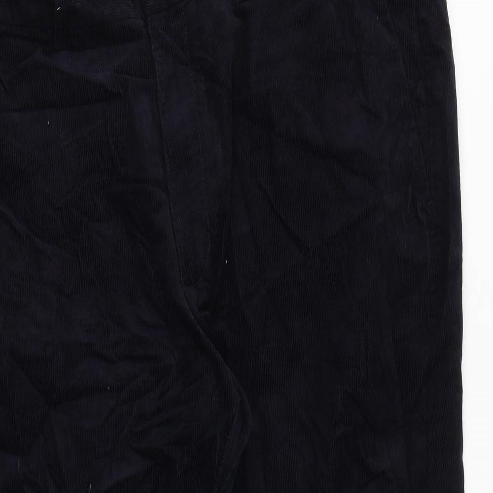Marks and Spencer Mens Black Cotton Trousers Size 44 in L29 in Regular Zip
