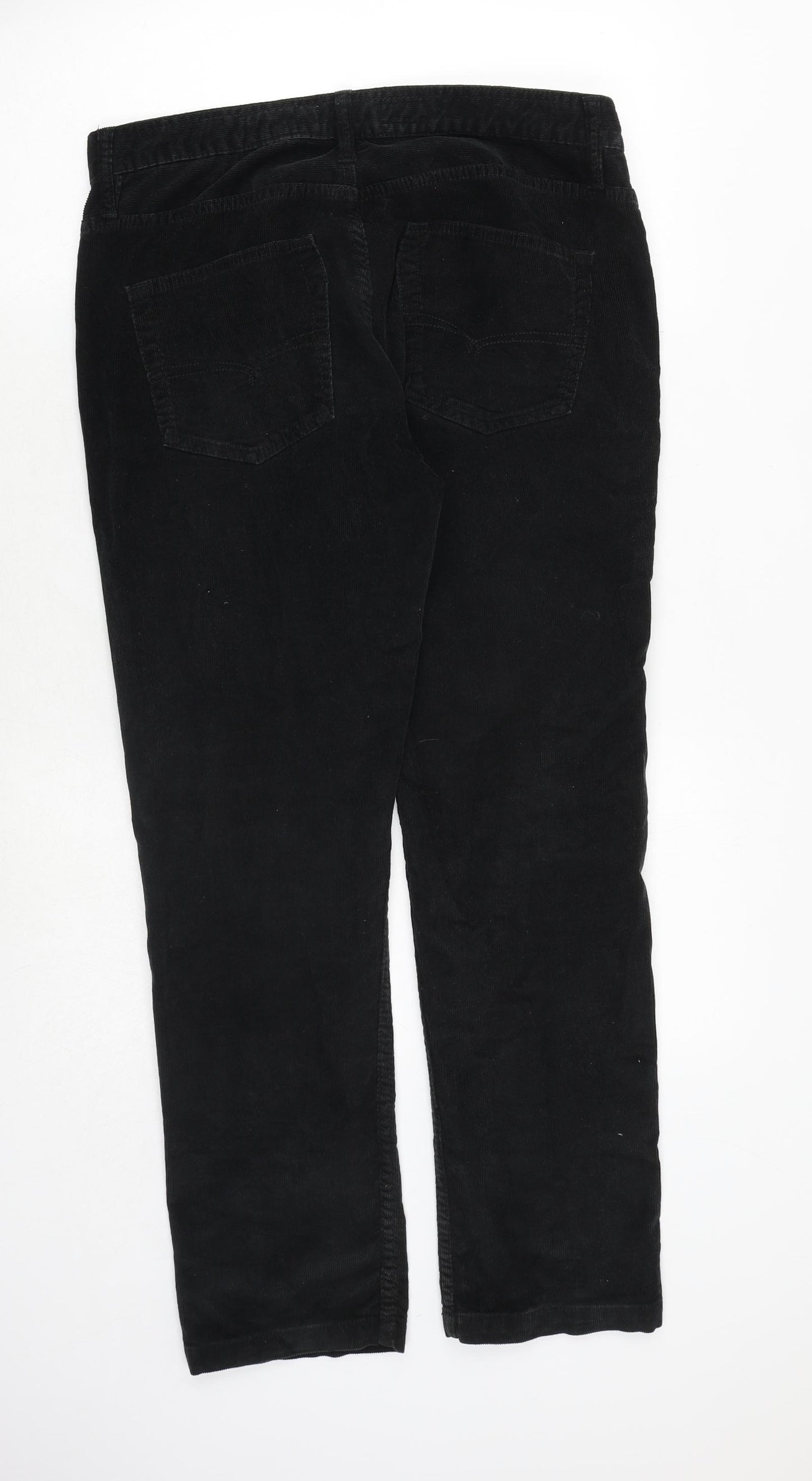 NEXT Mens Black Cotton Trousers Size 32 in Slim Zip