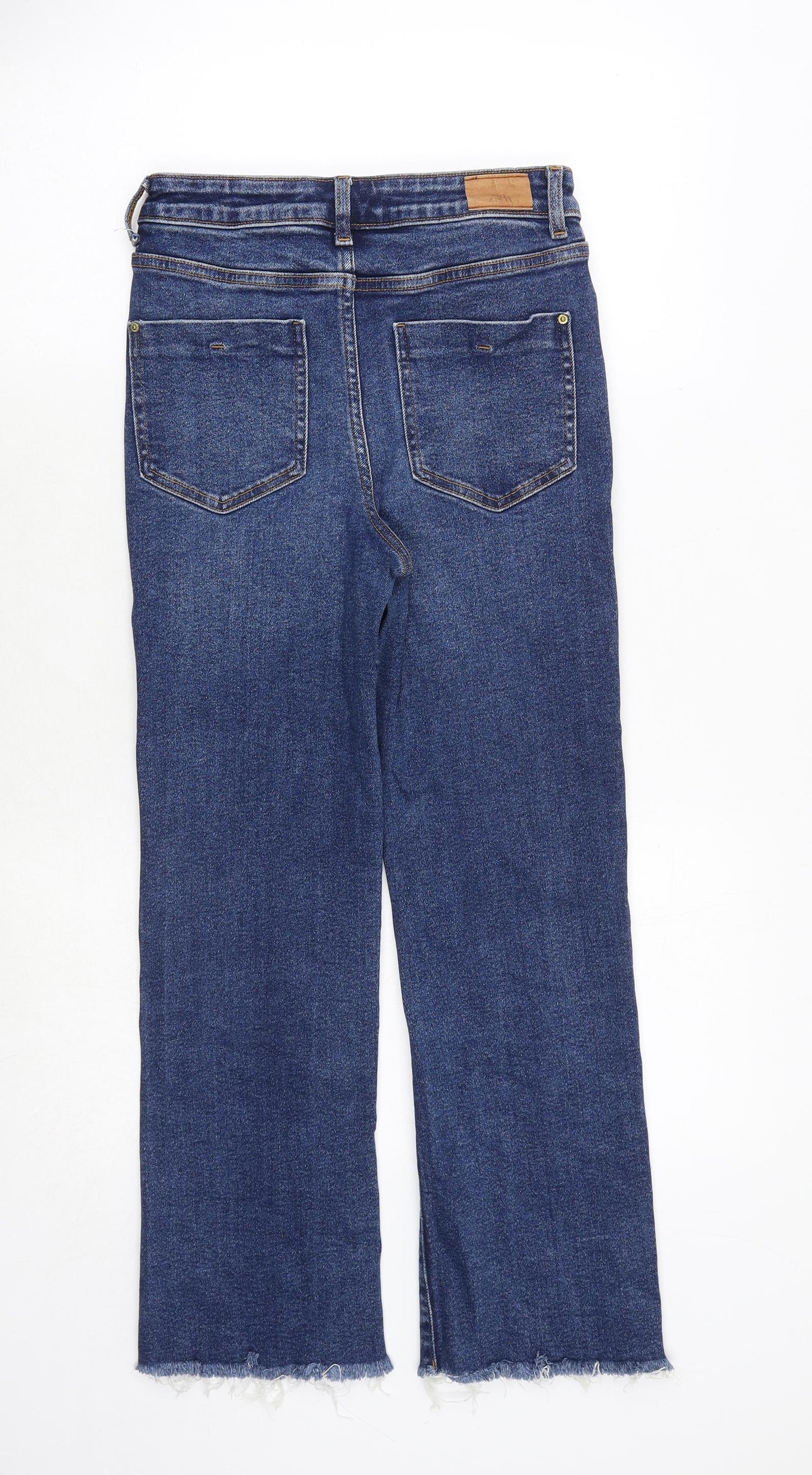 Zara Womens Blue Cotton Straight Jeans Size 6 Regular Zip
