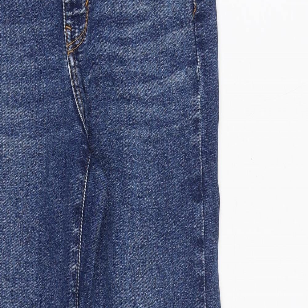 Zara Womens Blue Cotton Straight Jeans Size 6 Regular Zip