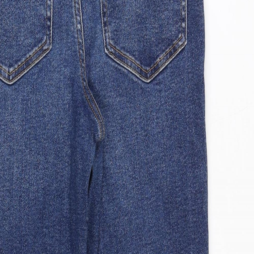 Zara Womens Blue Cotton Straight Jeans Size 6 Regular Zip