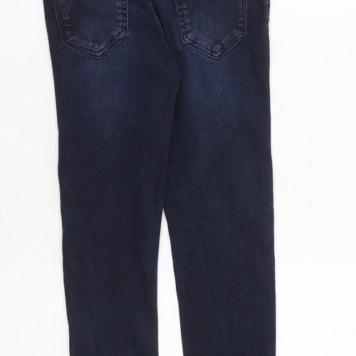 River Island Girls Blue Cotton Skinny Jeans Size 8 Years Regular Zip