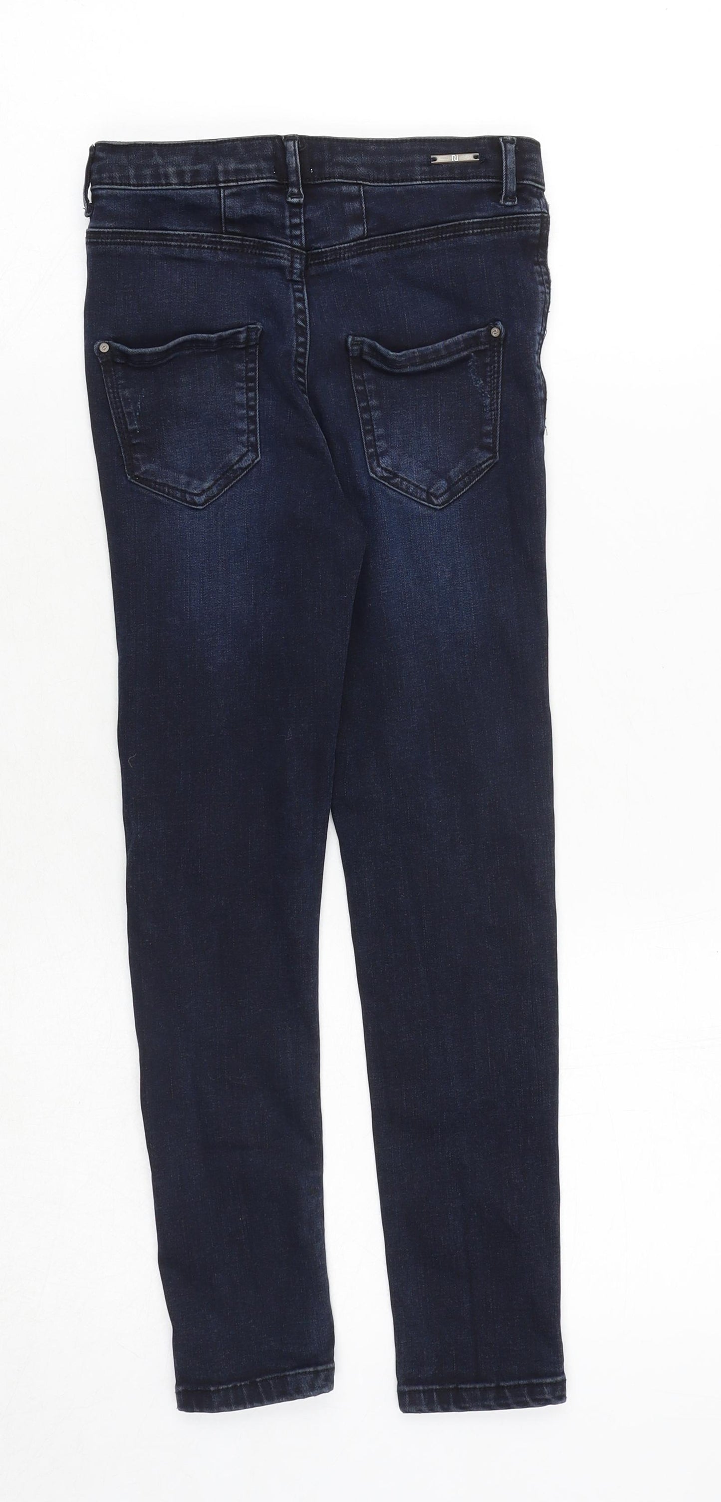 River Island Girls Blue Cotton Skinny Jeans Size 8 Years Regular Zip