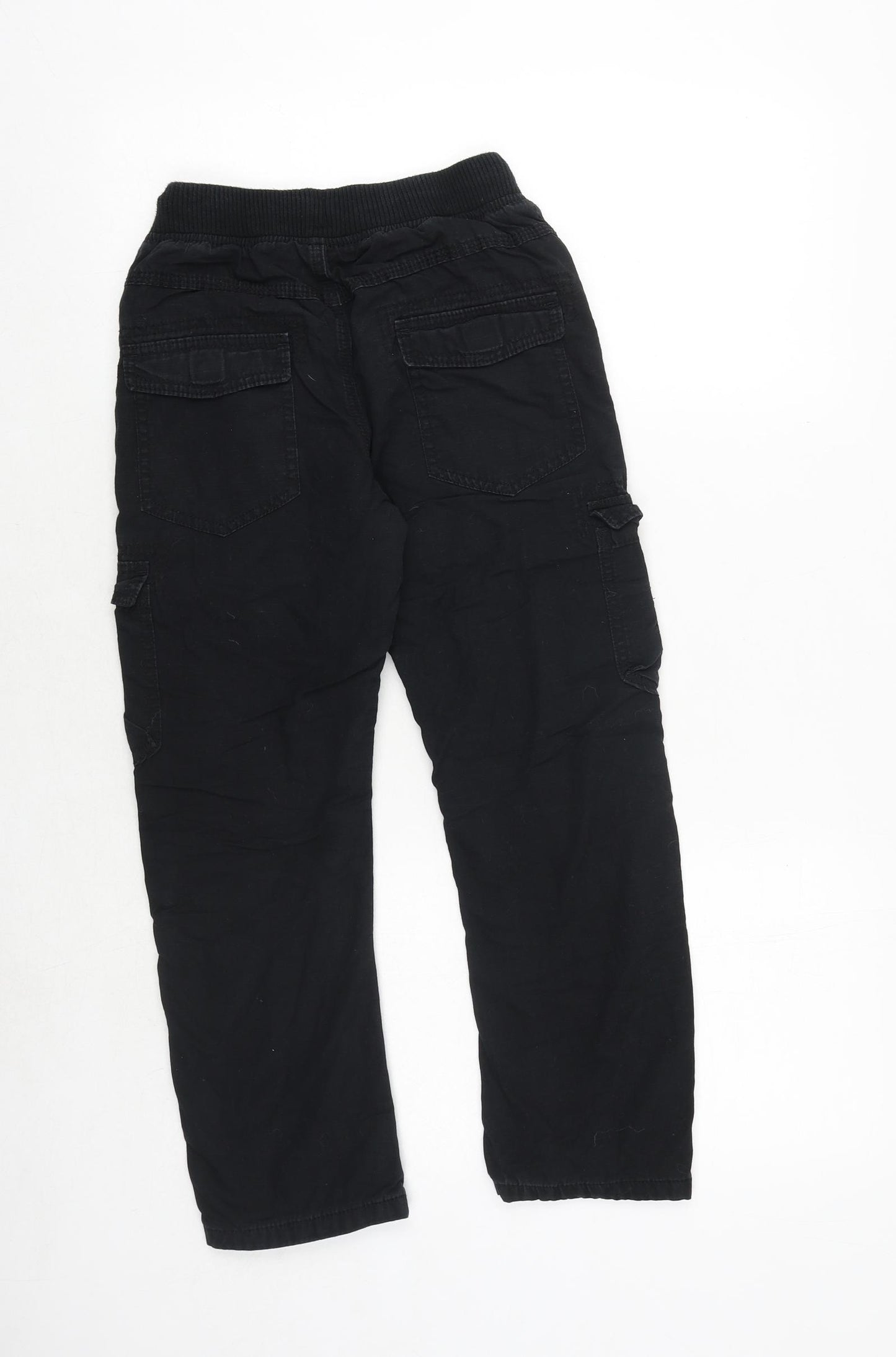 Marks and Spencer Boys Black Cotton Jogger Trousers Size 9-10 Years Extra-Slim Drawstring
