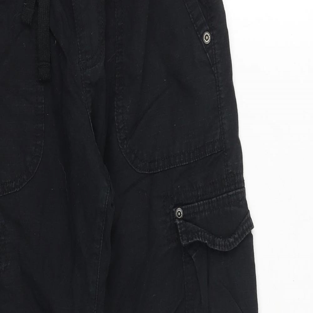 Marks and Spencer Boys Black Cotton Jogger Trousers Size 9-10 Years Extra-Slim Drawstring