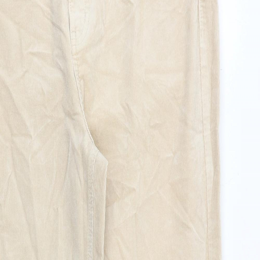 Marks and Spencer Womens Beige Cotton Trousers Size 16 Regular Zip