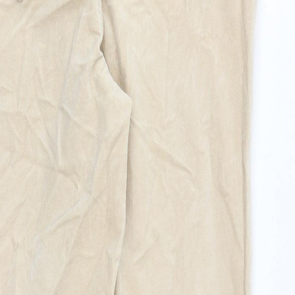 Marks and Spencer Womens Beige Cotton Trousers Size 16 Regular Zip