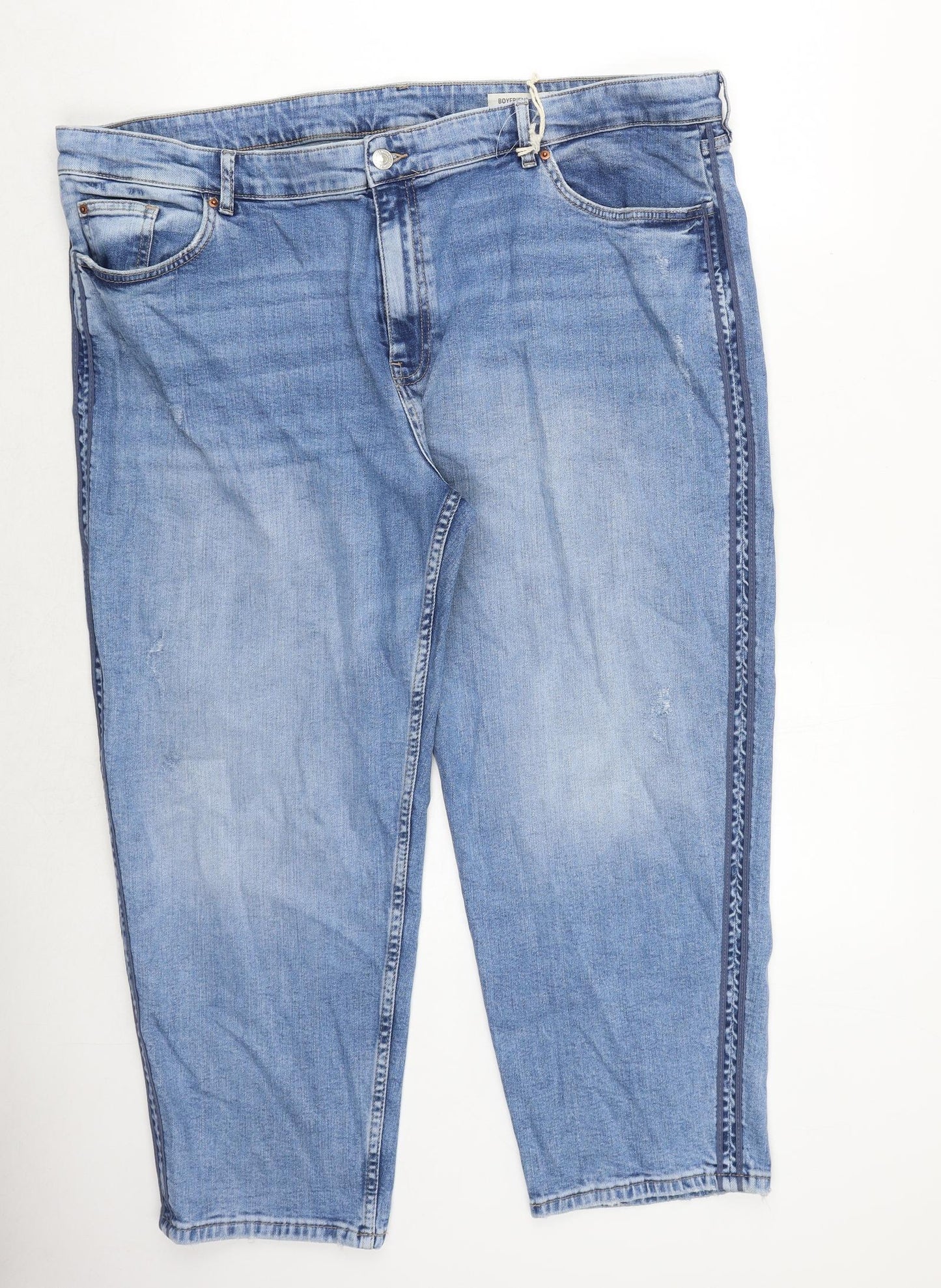 Marks and Spencer Womens Blue Cotton Straight Jeans Size 24 Regular Zip