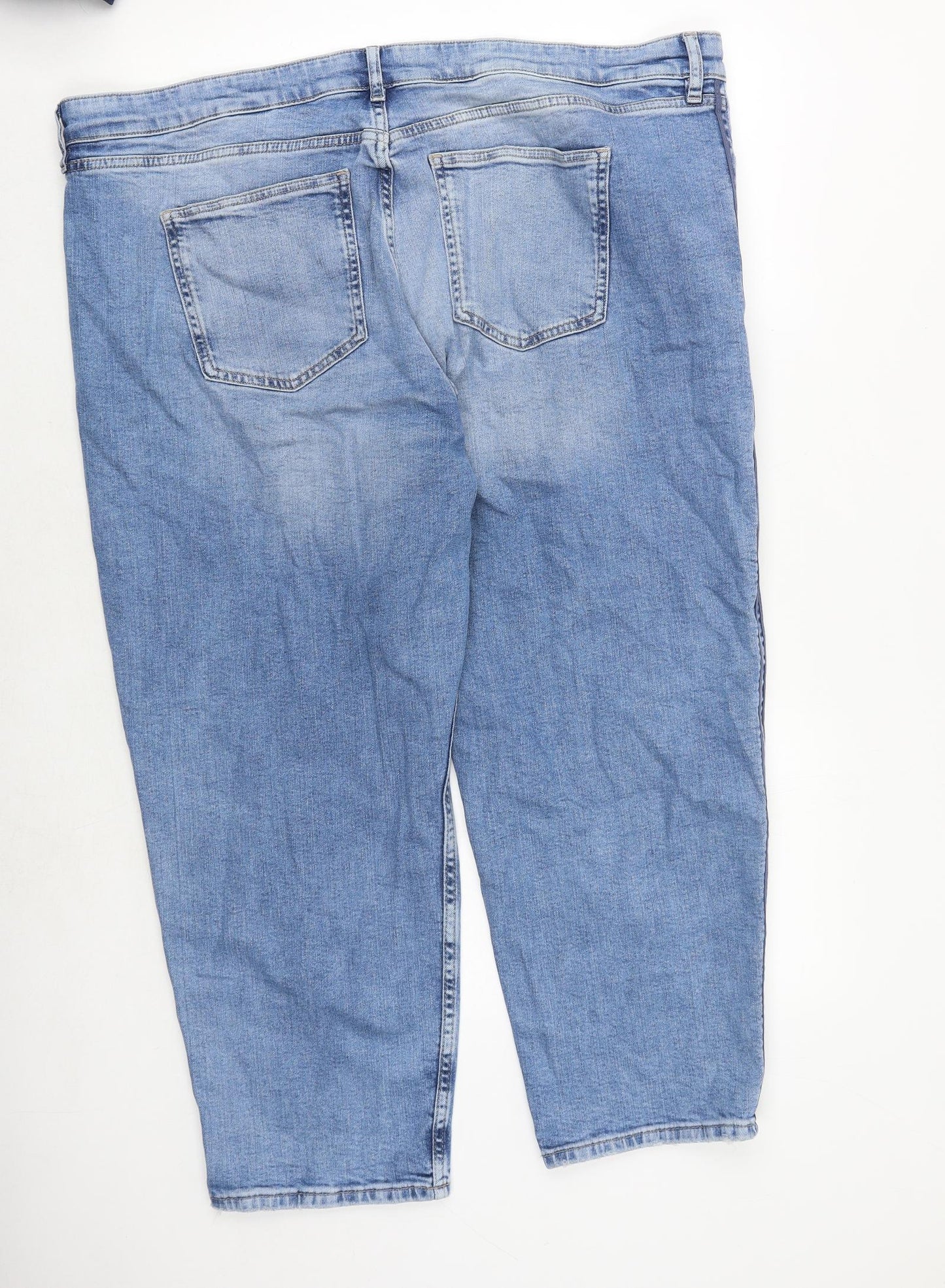 Marks and Spencer Womens Blue Cotton Straight Jeans Size 24 Regular Zip