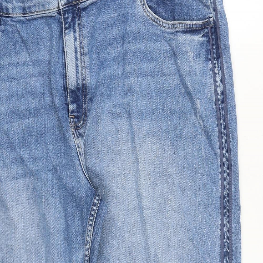 Marks and Spencer Womens Blue Cotton Straight Jeans Size 24 Regular Zip