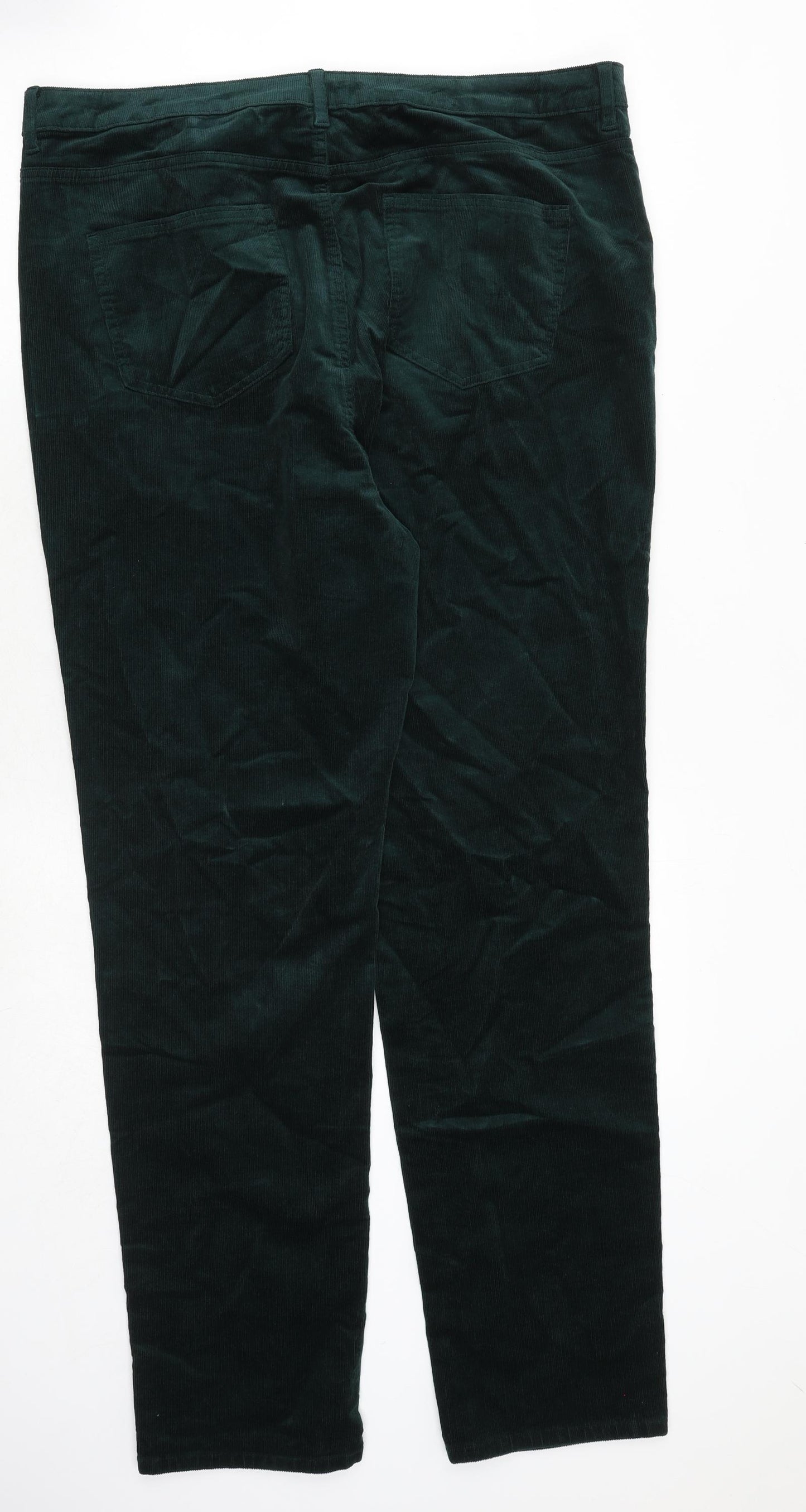 Marks and Spencer Womens Green Cotton Trousers Size 20 Regular Zip