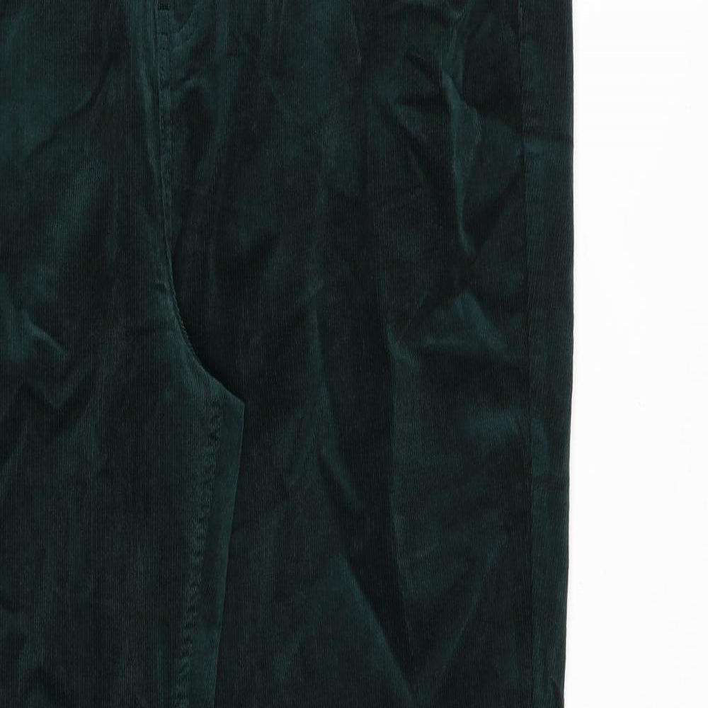Marks and Spencer Womens Green Cotton Trousers Size 20 Regular Zip