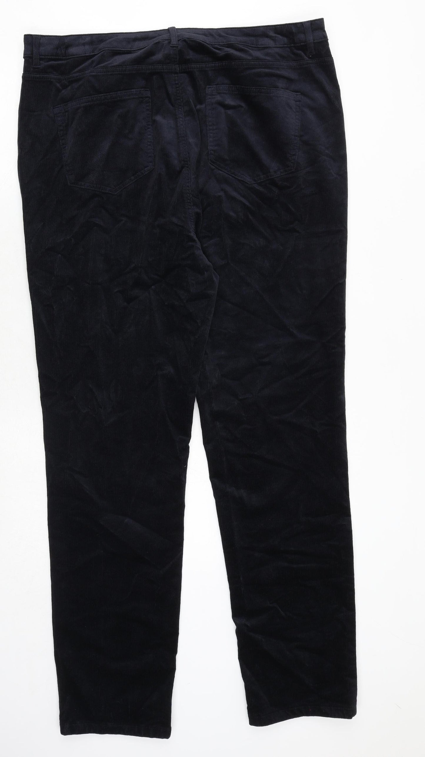 Marks and Spencer Womens Black Cotton Trousers Size 20 Regular Zip