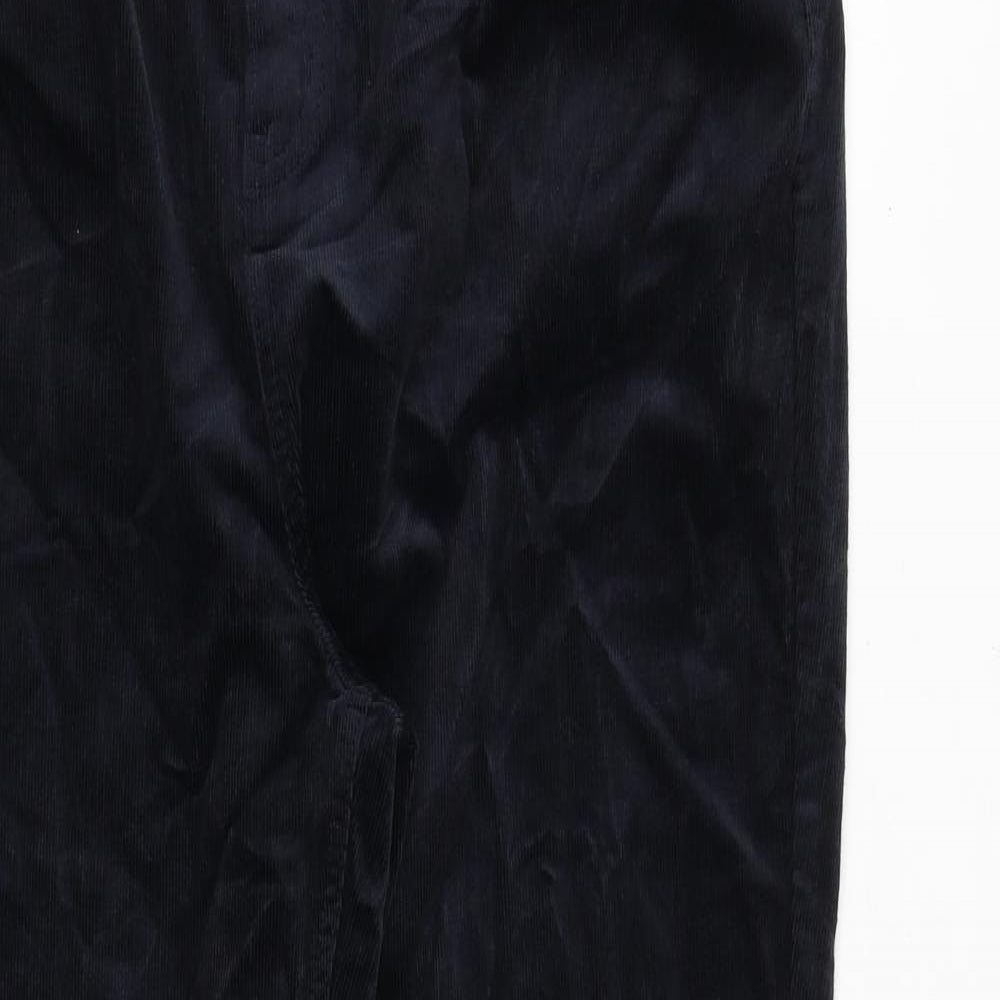 Marks and Spencer Womens Black Cotton Trousers Size 20 Regular Zip