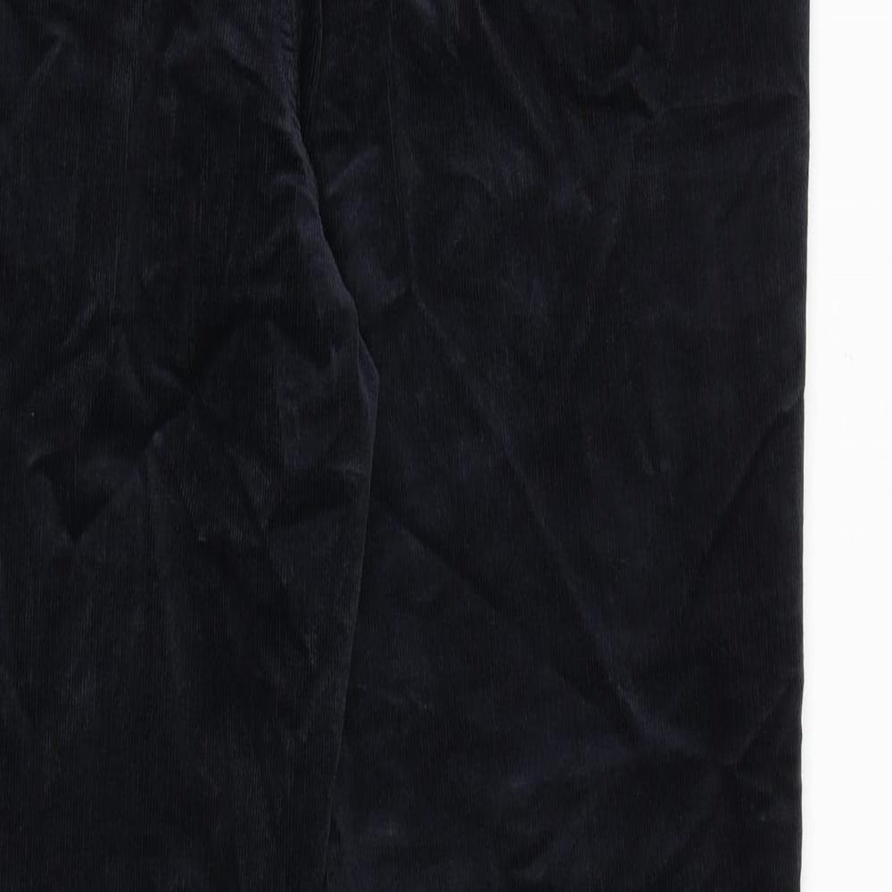 Marks and Spencer Womens Black Cotton Trousers Size 20 Regular Zip